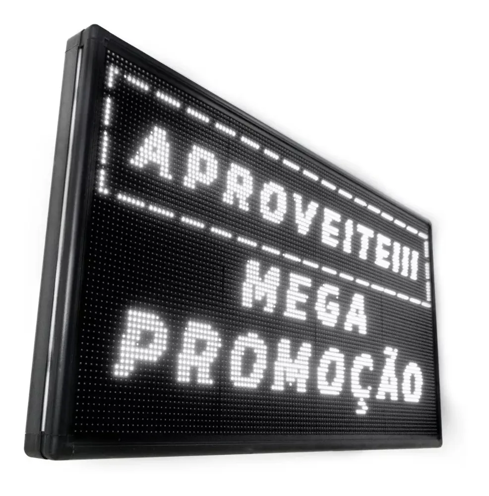 Painel  Display Letreiro Led 100cm X 40cm BRANCO WI-FI Externo Imagem
