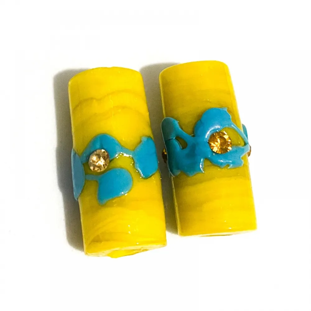 Firma de murano Strass G Amarela e Azul