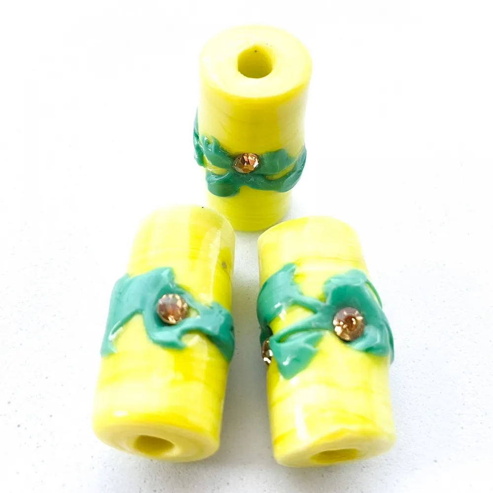 Firma de murano Strass G Amarela e Verde