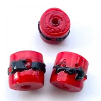 Firma de murano Strass G Vermelha e Preta