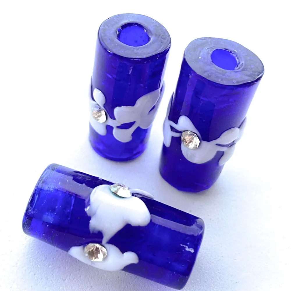 Firma de murano Strass G Azul Escura e Branca