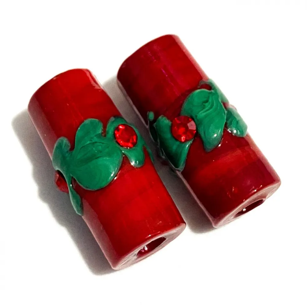 Firma de murano Strass G Vermelha e Verde Imagem