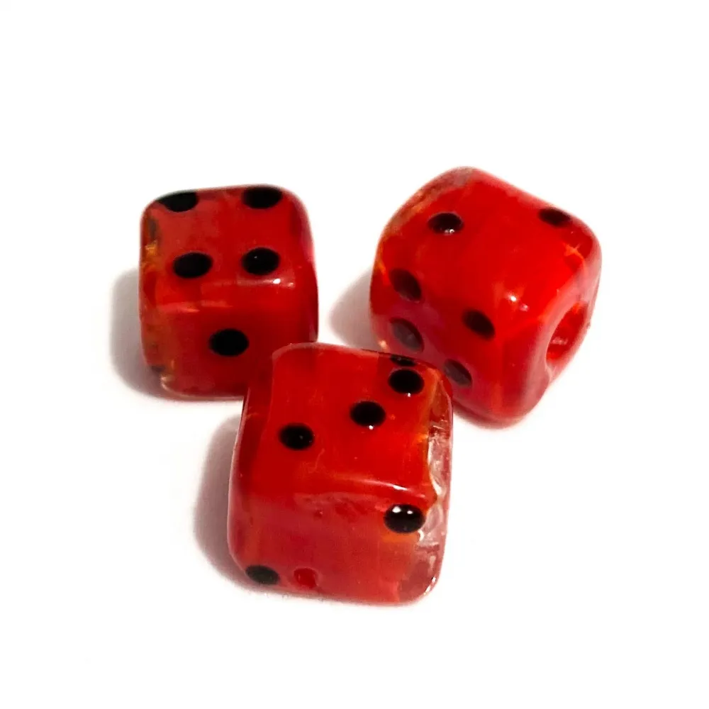 Firma de murano Dado Vermelho com Preto Imagem