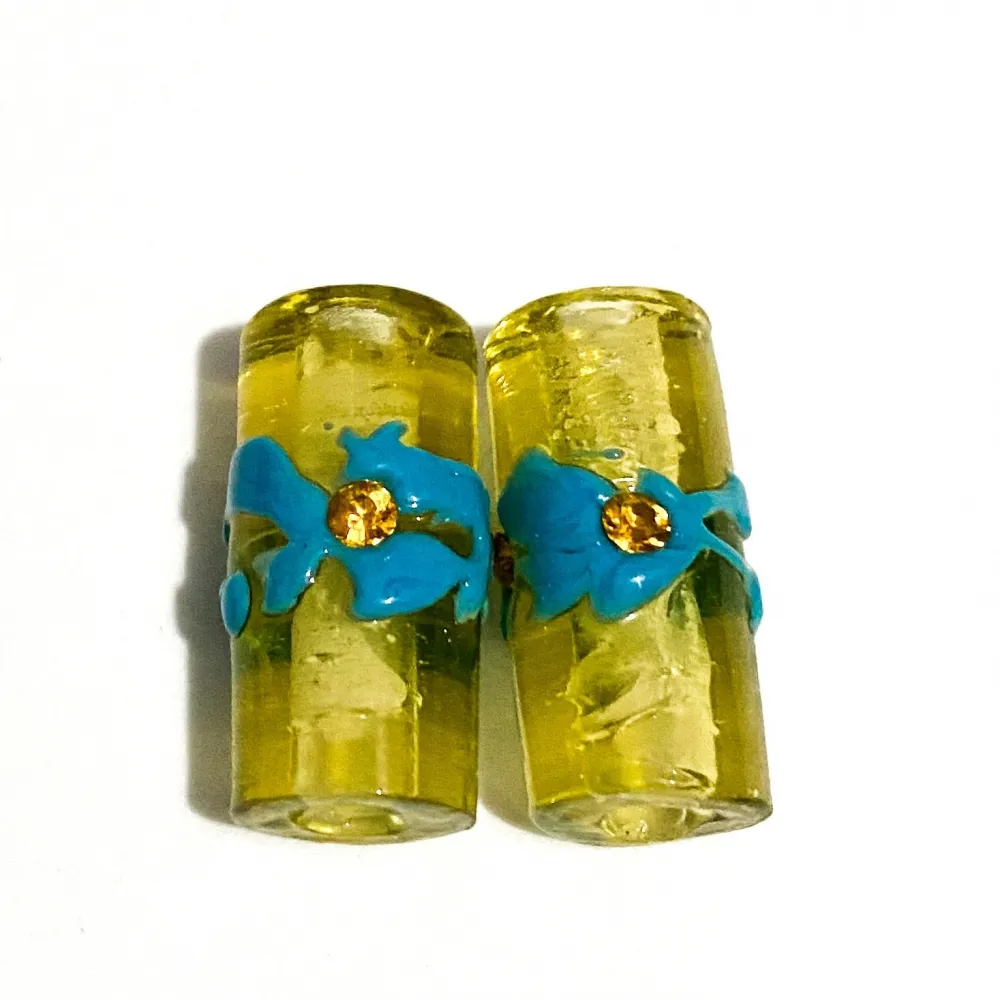 Firma de murano Strass G Citrino e Azul Imagem