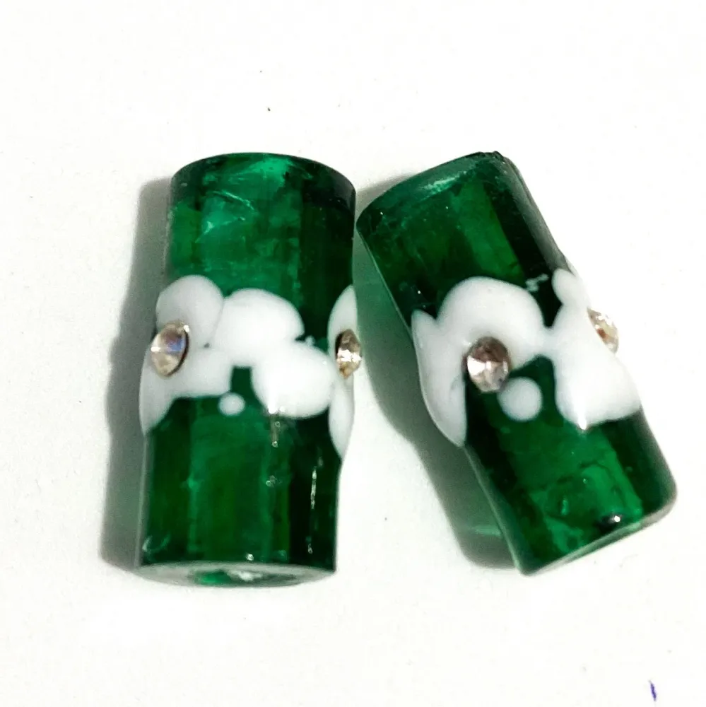 Firma de murano Strass G Verde Translucida e Branca