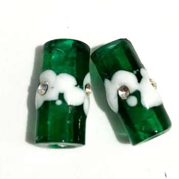 Firma de murano Strass G Verde Translucida e Branca