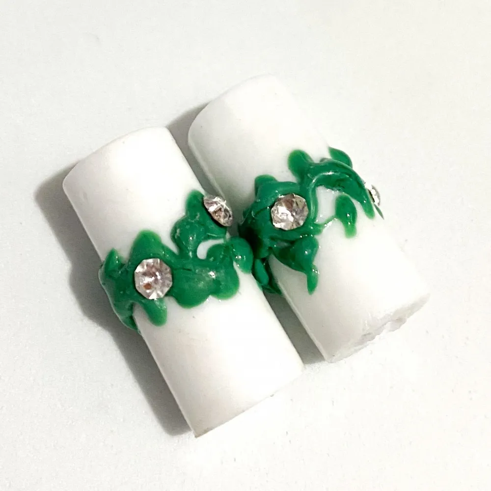 Firma de murano Strass G Branca e Verde