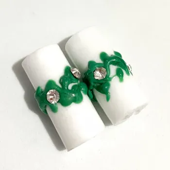 Firma de murano Strass G Branca e Verde