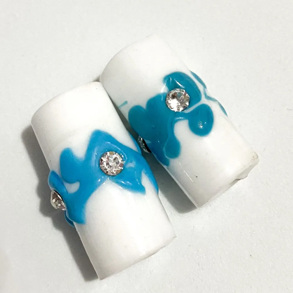  Firma de murano Strass G Branca e Azul Imagem