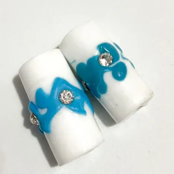  Firma de murano Strass G Branca e Azul