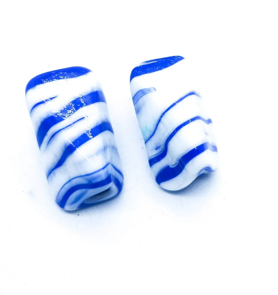  Firma de murano Sextavada Branca e Azul Imagem