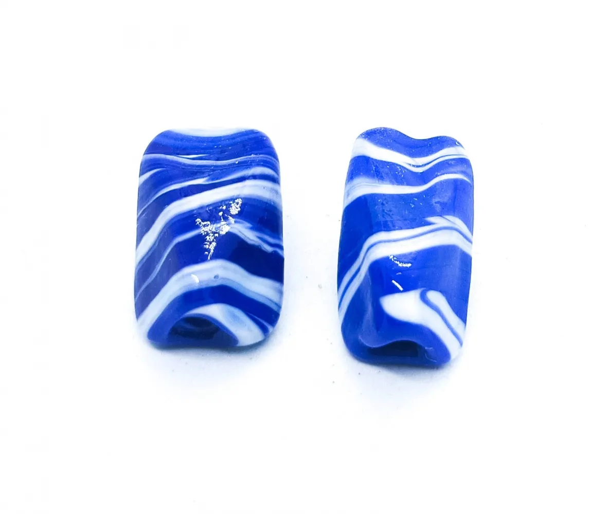 Firma de murano Sextavada Azul e Branca Imagem