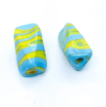 Firma de murano Sextavada Amarela e Azul Clara
