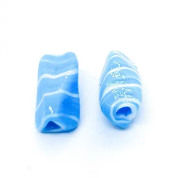 Firma de murano Sextavada Azul Clara e Branca