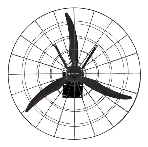 Ventilador de parede Ventisol 1 Metro preto com 3 pás de náilon reforçado, 1 m de diâmetro
