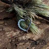 Argola em TITÂNIO CORAÇÃO PONTINHA Clicker com Pedras Cravejadas  549 - Foto 2