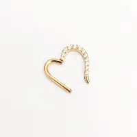 Argola em TITÂNIO PVD GOLD CORAÇÃO PONTINHA  Clicker com Pedras Cravejadas 548 - Foto 2