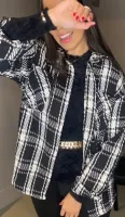 CASACO XADREZ PRETO E BRANCO -  BOLSO EM STRASS (TAMANHO M)