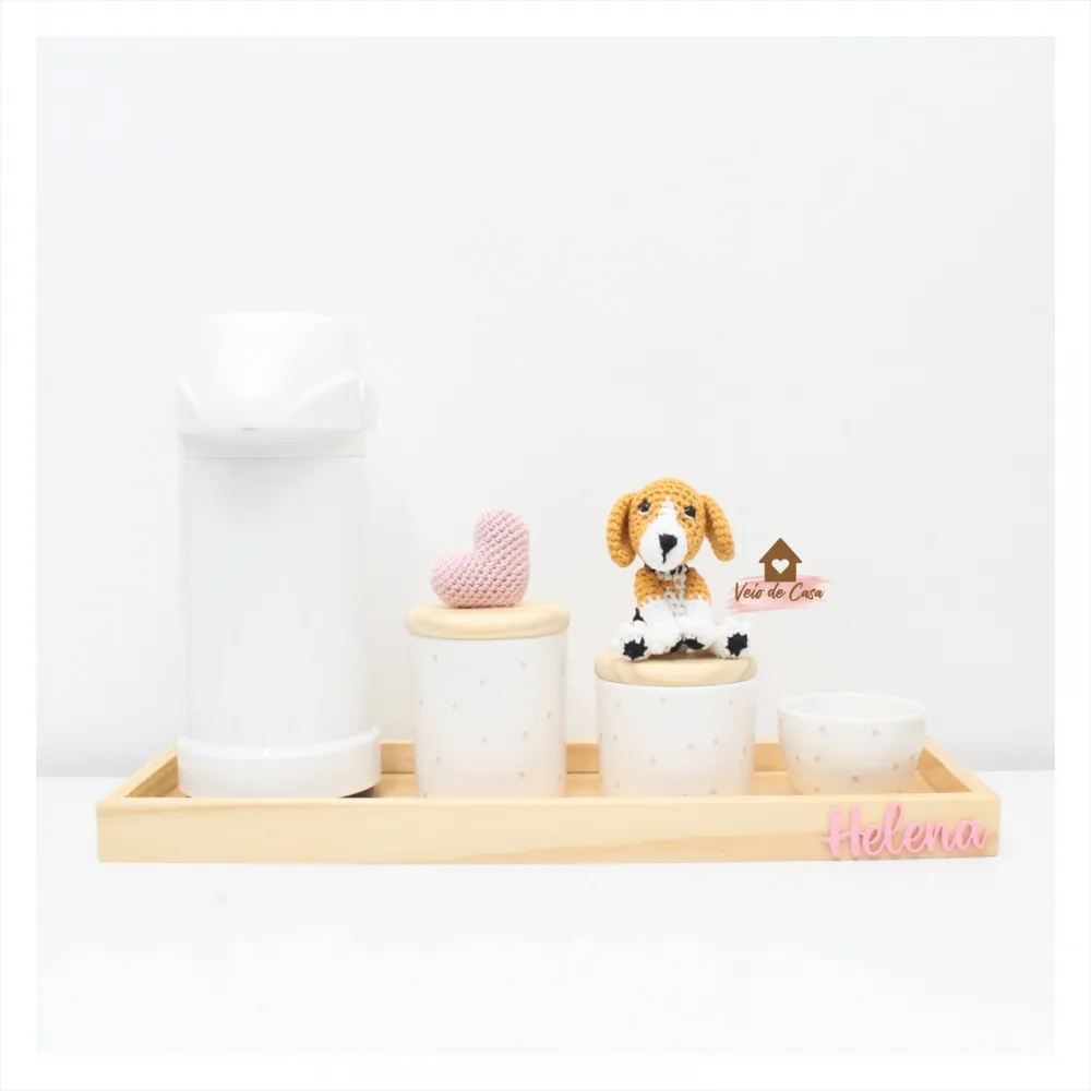 Pet + Coração - Kit Higiene - 5 peças - Poá - Garrafa G