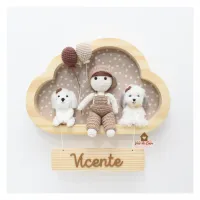 Menino com 2 Pets - Nuvem M - Porta Maternidade