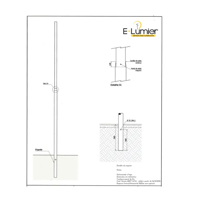 POSTE RETO ENGASTADO