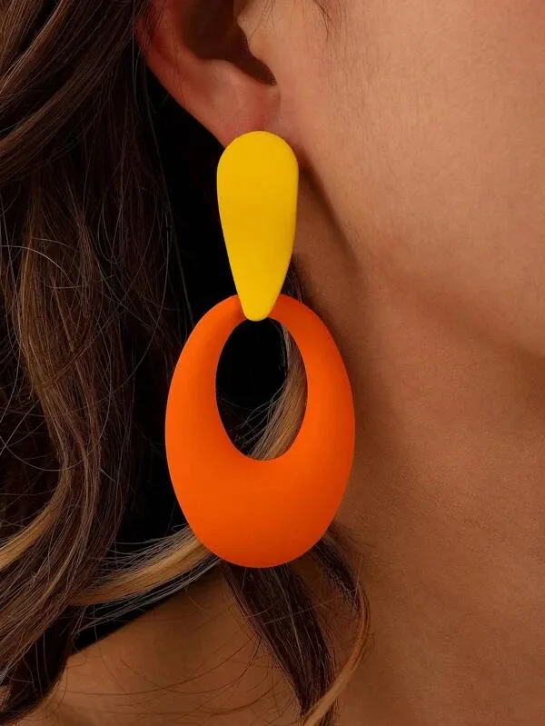 1 par Brincos pendentes moda dois tons oval para mulheres para decoração diária