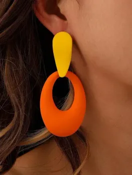 1 par Brincos pendentes moda dois tons oval para mulheres para decoração diária