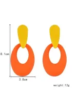 1 par Brincos pendentes moda dois tons oval para mulheres para decoração diária - Foto 2
