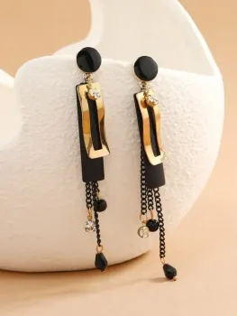 Brincos de strass e gota geométrica