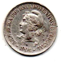 1906 - 500 Réis - Prata .900 - Aprox. 5g - 22mm - Moeda Brasil - C/ Solda