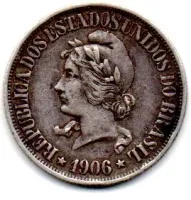 1906 - 500 Réis - Com Acento - Prata .900 - Aprox. 5g - 22mm - Moeda Brasil