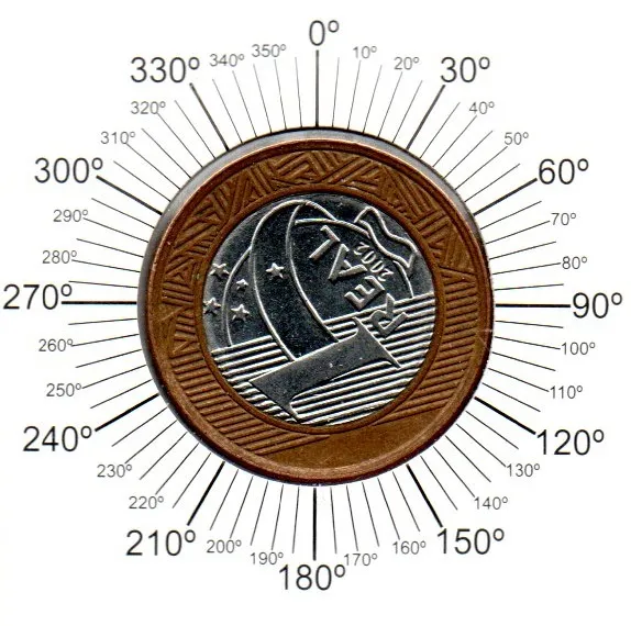 2002 - 1 Real - Comemorativa Juscelino Kubitschek - ERRO: Reverso Invertido 230° - Moeda Brasil