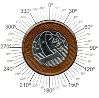 2002 - 1 Real - Comemorativa Juscelino Kubitschek - ERRO: Reverso Invertido 230° - Moeda Brasil