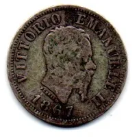 Itália - 1867 - 50 Centesimi - Prata .835 - Aprox. 2,5g - 18mm