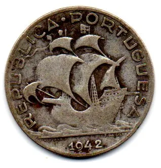 Portugal - 1942 - 5 Escudos - Prata .650 - Aprox. 7g - 25mm Imagem