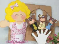 G1.370 Gabarito de Moldes em MDF Fantoche Cachinhos Dourados e Dedoche os três ursos - Foto 3