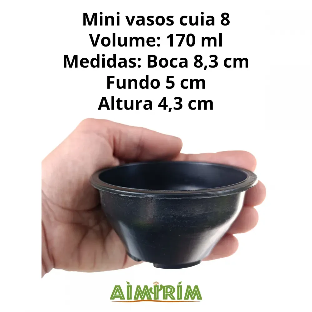50 Mini Vasos Cuia 8 Pequena para Mini Suculentas Plantas - Preto Imagem