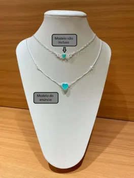 Gargantilha com coração Turquesa - Festa