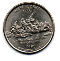 Estados Unidos - 1999P - 25 Cents - New Jersey - State Quarter Dollar - Soberba