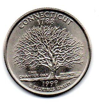 Estados Unidos - 1999D - 25 Cents - Connecticut - State Quarter Dollar - Soberba