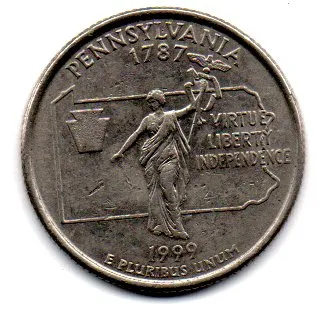 Estados Unidos - 1999D - 25 Cents - Pennsylvania - State Quarter Dollar - MBC