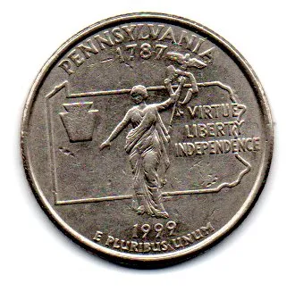 Estados Unidos - 1999P - 25 Cents - Pennsylvania - State Quarter Dollar