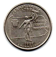 Estados Unidos - 1999P - 25 Cents - Pennsylvania - State Quarter Dollar