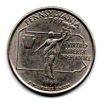 Estados Unidos - 1999P - 25 Cents - Pennsylvania - State Quarter Dollar - MBC