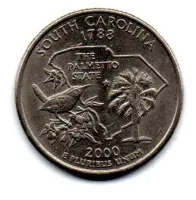Estados Unidos - 2000D - 25 Cents - South Carolina - State Quarter Dollar - Soberba