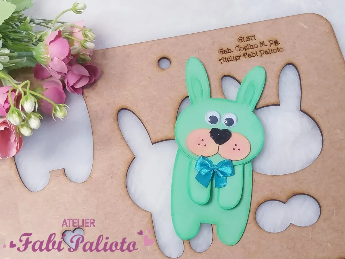 G1.371  Gabarito de Moldes em MDF Coelho Marca Páginas Imagem