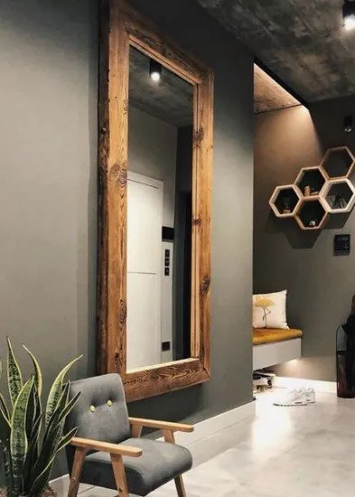 Espelho Rustic Gigante moldura verniz