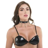COLEIRA COM CORRENTES EM COURO SINTÉTICO SEXY FANTASY.                                                                                LIBYSEXSHOP