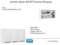 Armário Aéreo 105 3 PT Cozinha  Aço Florença Itatiaia 