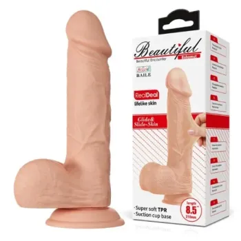 Pênis Realístico 21,8 x 4,6cm com Veias Salientes, Escroto e Ventosa BAHAMUT – BW-008105NR